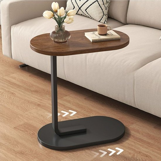 Table d'appoint CHIWIN pour salon - Table d'appoint pour ordinateur portable - Petite table d'appoint - Hauteur 60 cm - Table de canapé ovale en bois - Design en forme de C peu encombrant - Multifonctionnel - Étanche et facile - Pour lit et canapé