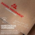 Bruine verpakking van Danish Endurance met tekst: Gerecyclede verpakking, het perfecte cadeau om afval te verminderen.