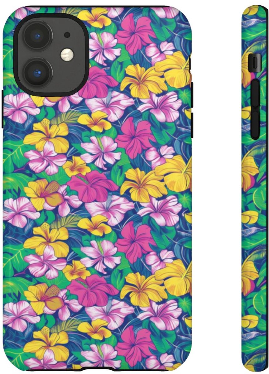 Tropisch Hibiscus Bloemenpatroon – Telefoonhoesje Geschikt voor iPhone 11