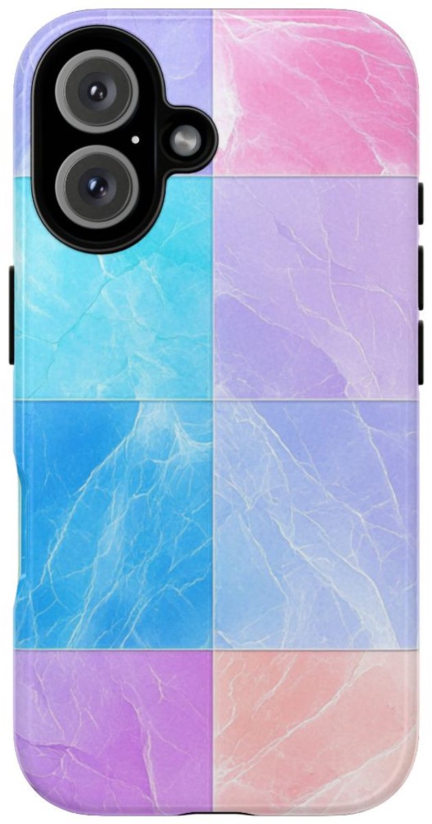 Pastelkleurige Marmertegels met Kleuroverloop – Telefoonhoesje Geschikt voor iPhone 16