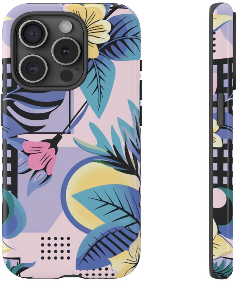 Bloemrijk Geometrisch Patroon – Telefoonhoesje Geschikt voor iPhone 15 Pro