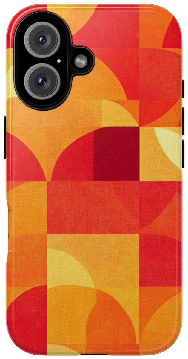Geometrisch Rood- en Oranje-Patroon – Telefoonhoesje Geschikt voor iPhone 16