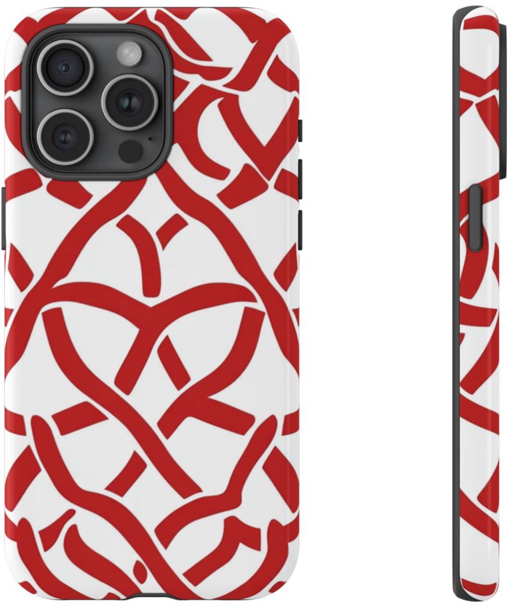 Rood Keltisch Knoopmotief – Telefoonhoesje Geschikt voor iPhone 15 Pro Max
