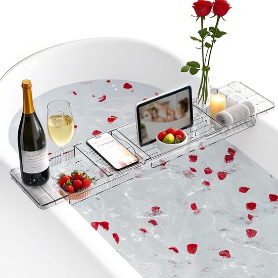 Verstelbare Badkuipplank - Transparant Acryl - Badaccessoires