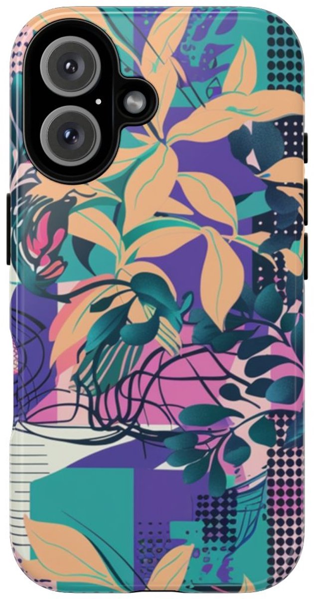 Kleurrijk Abstract Bloemenpatroon – Telefoonhoesje Geschikt voor iPhone 16