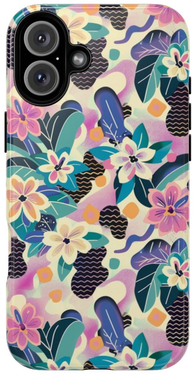 Kleurrijk Abstract Bloemenpatroon – Telefoonhoesje Geschikt voor iPhone 16 Plus