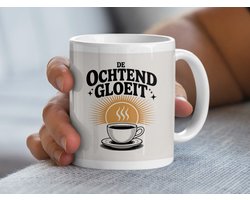 De Ochtend Gloeit Mok, Koffiemok met Zonsopgang Design, Inspirerende Mok voor Koffieliefhebbers, Unieke Retro Stijl Mok, Cadeau Idee