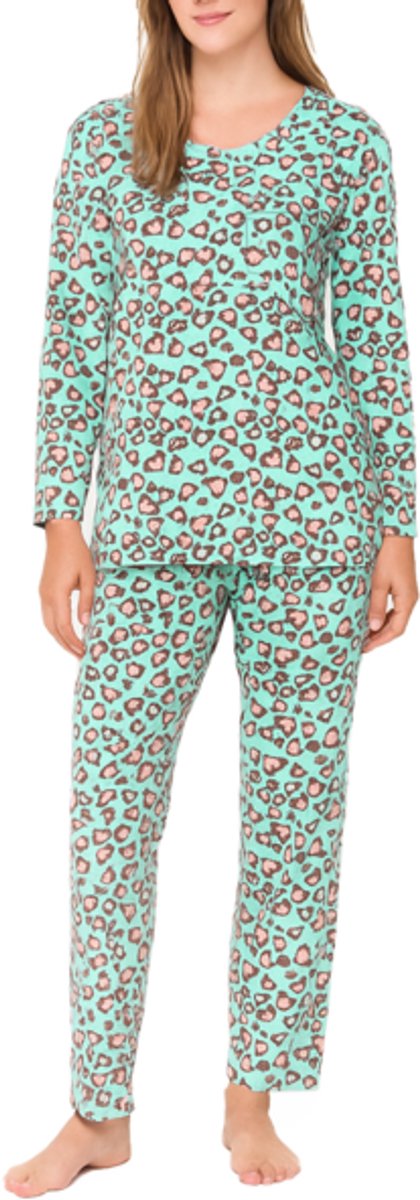 Dames Pyjamaset met Panterprint 2320 Maat- XXXL Groen