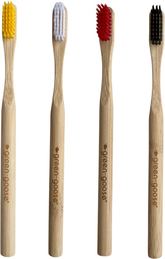 Bamboe Tandenborstel | Set van 4| Zacht voor gevoelige tandvlees|Biologisch afbreekbaar| 100% organic