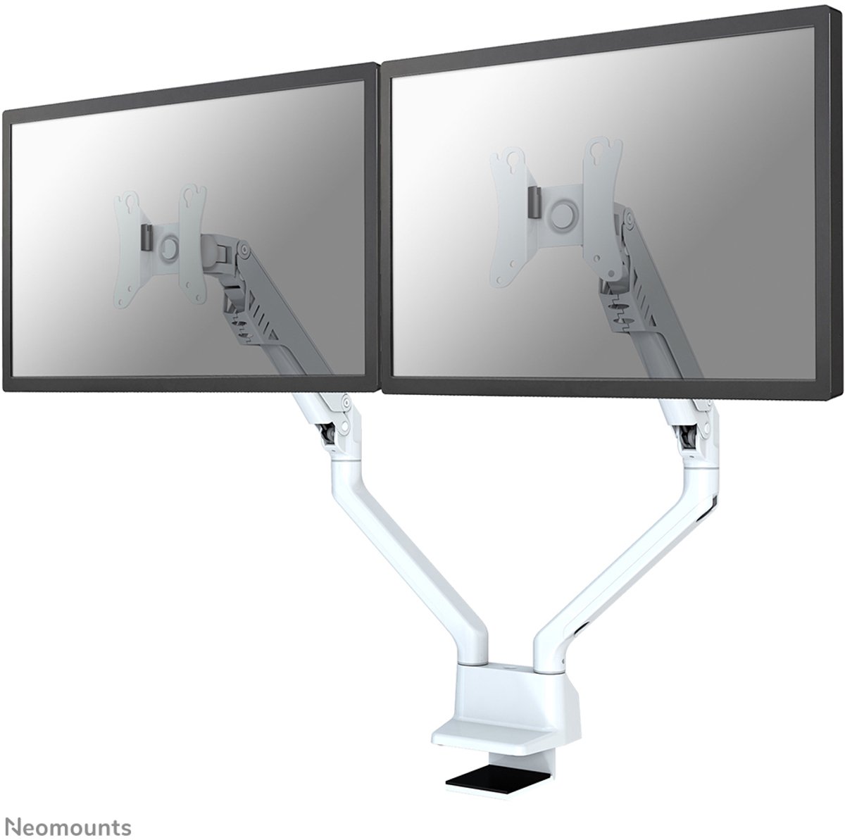 Neomounts by Newstar FPMA-D750DWHITE2 Monitor-tafelbeugel 25,4 cm (10) - 81,3 cm (32) Kantelbaar en zwenkbaar, In hoogte verstelbaar, Roteerbaar
