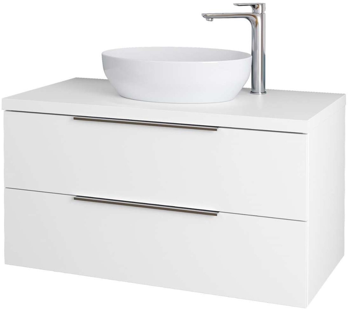 kielle Idolio - Kast inclusief wastafelblad 100x54x50 cm, met uitsparing, glanzend wit 50024100