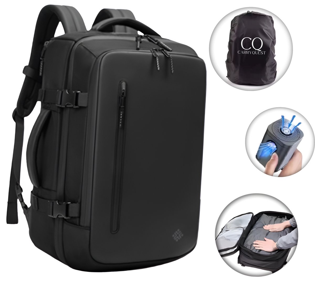EULANT 2 stuks vacuüm pompopbergzakken voor op reis, herbruikbare vacuüm ritssluiting kledingtas, compressiekubussen voor koffer/bagage/rugzak, met
