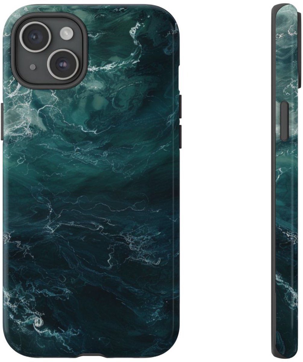 Donkere Waterdiepte Abstracte Kunst – Telefoonhoesje Geschikt voor iPhone 15 Plus