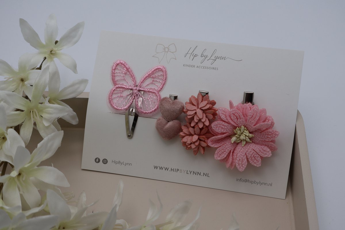 HipByLynn - Haarspeldjes Jasmijn - Klik klak Speldje - Alligator speldje - Haarspeldjes kind - Bloem - Haarklem - Haaraccessoires - Kinderaccessoires