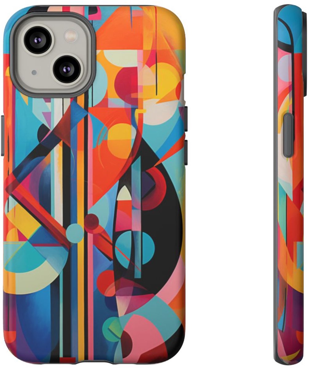 Abstracte Geometrische Kleurencombinatie – Telefoonhoesje Geschikt voor iPhone 14