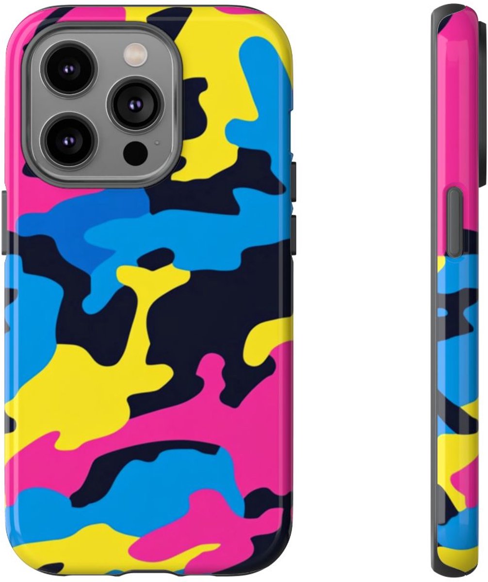 Neon Kleurrijk Camouflagepatroon – Telefoonhoesje Geschikt voor iPhone 14 Pro