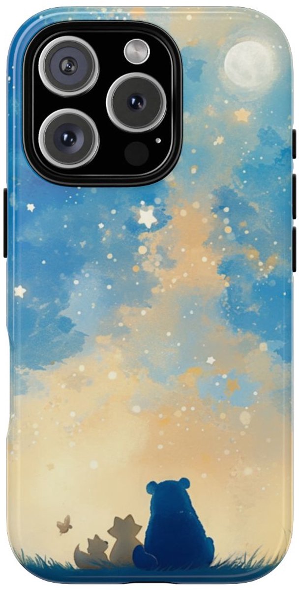 Beer, Vos en Vogel Onder Sterrenhemel – Telefoonhoesje Geschikt voor iPhone 16 Pro