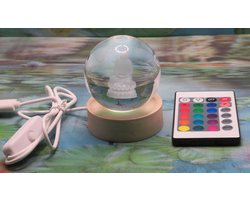Kristal ontstoor bol 3D  Boeddha 6 cm