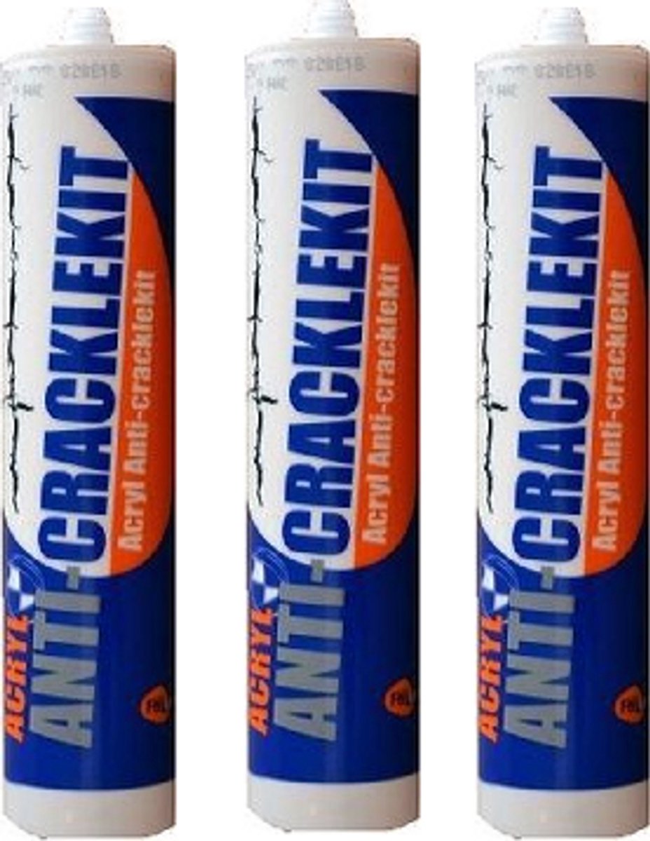 Anti Cracklekit Acryl koker 310ml kleur wit 3 stuks