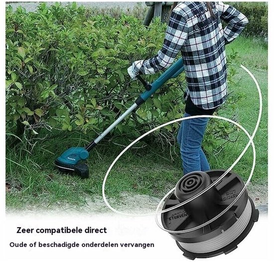Vervangspoelen voor Grastrimmer - Geschikt voor DUR181, DUR141, DUR180Z, DUR181Z - 3 Spoelen + 1 Deksel + 1 Veer - Voor Grasmaaier en Tuingereedschap van Merkloos	 — afbeelding 4