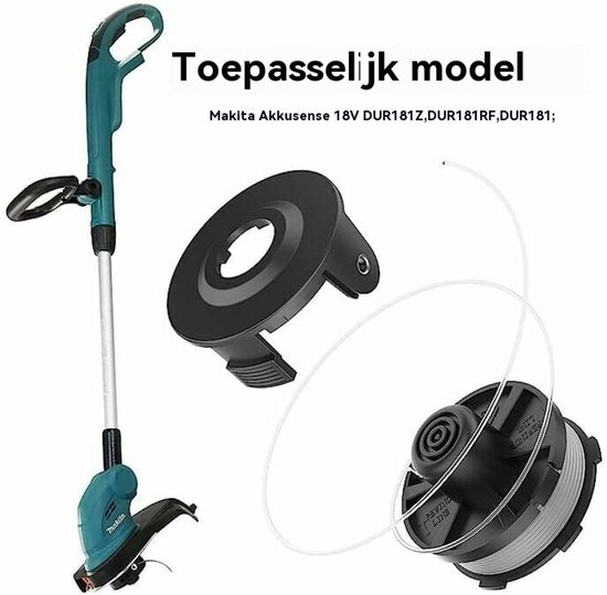 Vervangspoelen voor Grastrimmer - Geschikt voor DUR181, DUR141, DUR180Z, DUR181Z - 3 Spoelen + 1 Deksel + 1 Veer - Voor Grasmaaier en Tuingereedschap van Merkloos	 — afbeelding 2