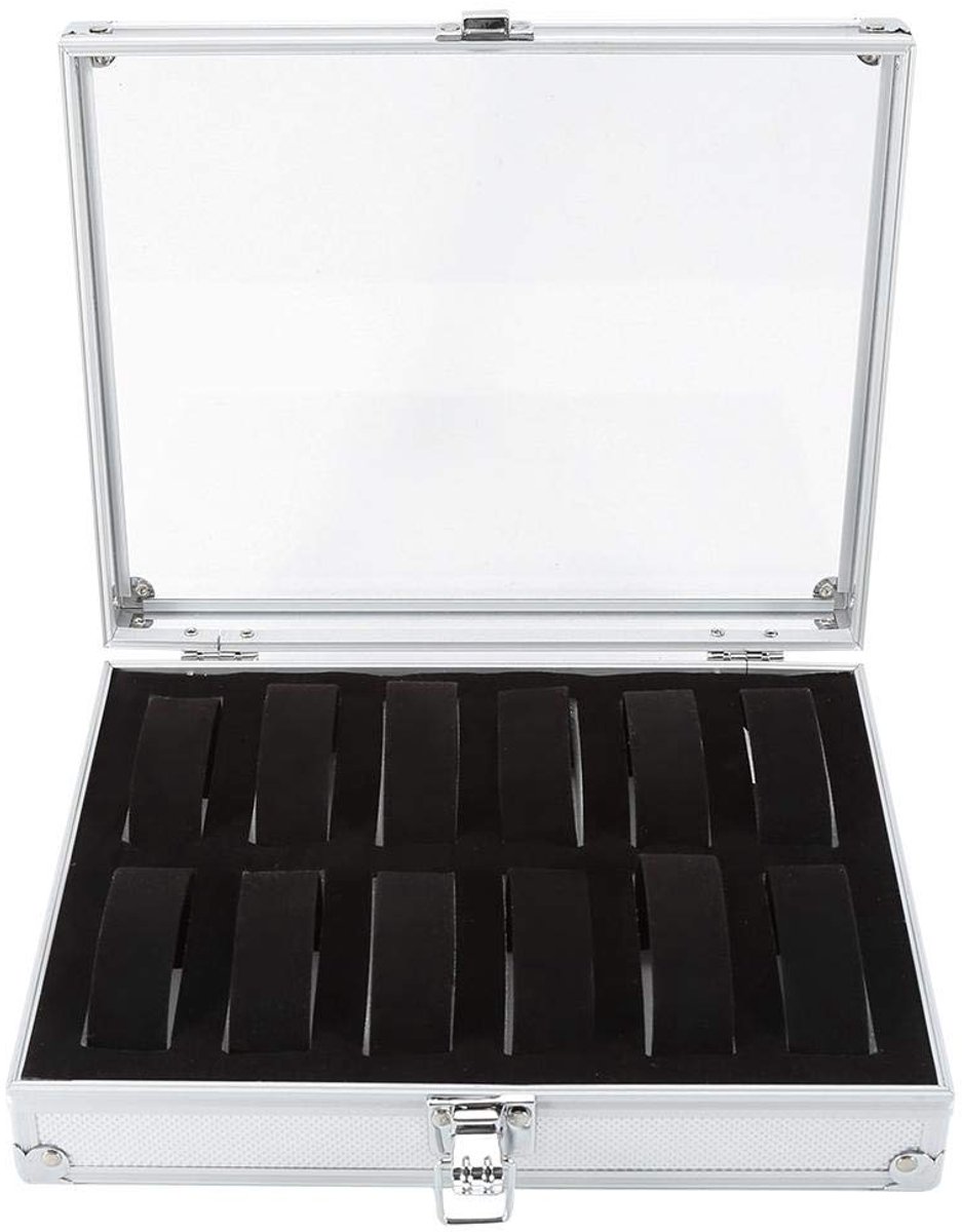 Sutinna Aluminium Horlogedoos, Multifunctionele Sieradendoos Horloge Opbergdoos, Horlogedoos, voor Mannen voor Vrouwen (12 Stuks)