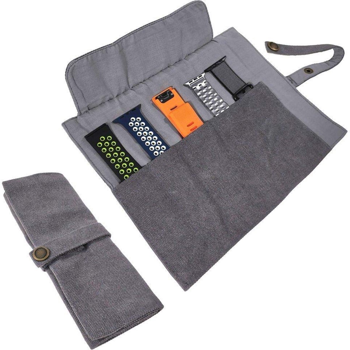 YOOSIDE Horlogeband Accessoires, Smartwatchband Katoenen Canvas Draagbare Opbergtas Pouch Organizer - compatibel met Apple-Garmin-Samsung-band