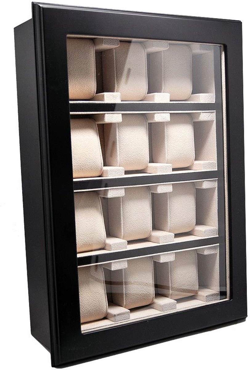 Uhrenhuette horloge vitrine wandvitrine voor 12 horloges zwart 2097
