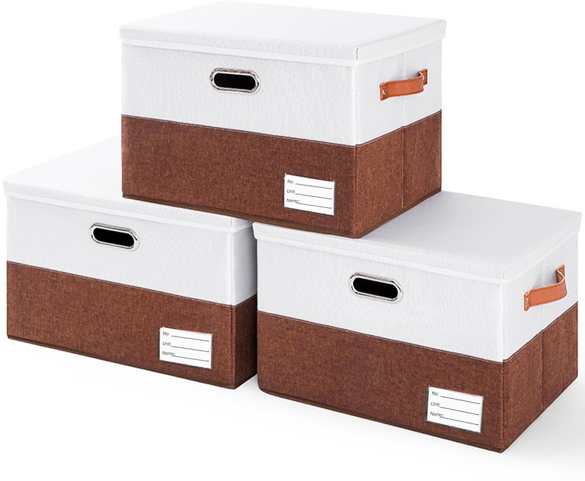 IBETTERTEC - 3 stuk Opbergbox 43*30*30cm - Opbergmand 40L met deksel - Groot - handvatten - opvouwbaar - Wasbaar - opbergbak met deksel, opbergkubus, klapbox - Opvouwbare box voor kleding en speelgoed