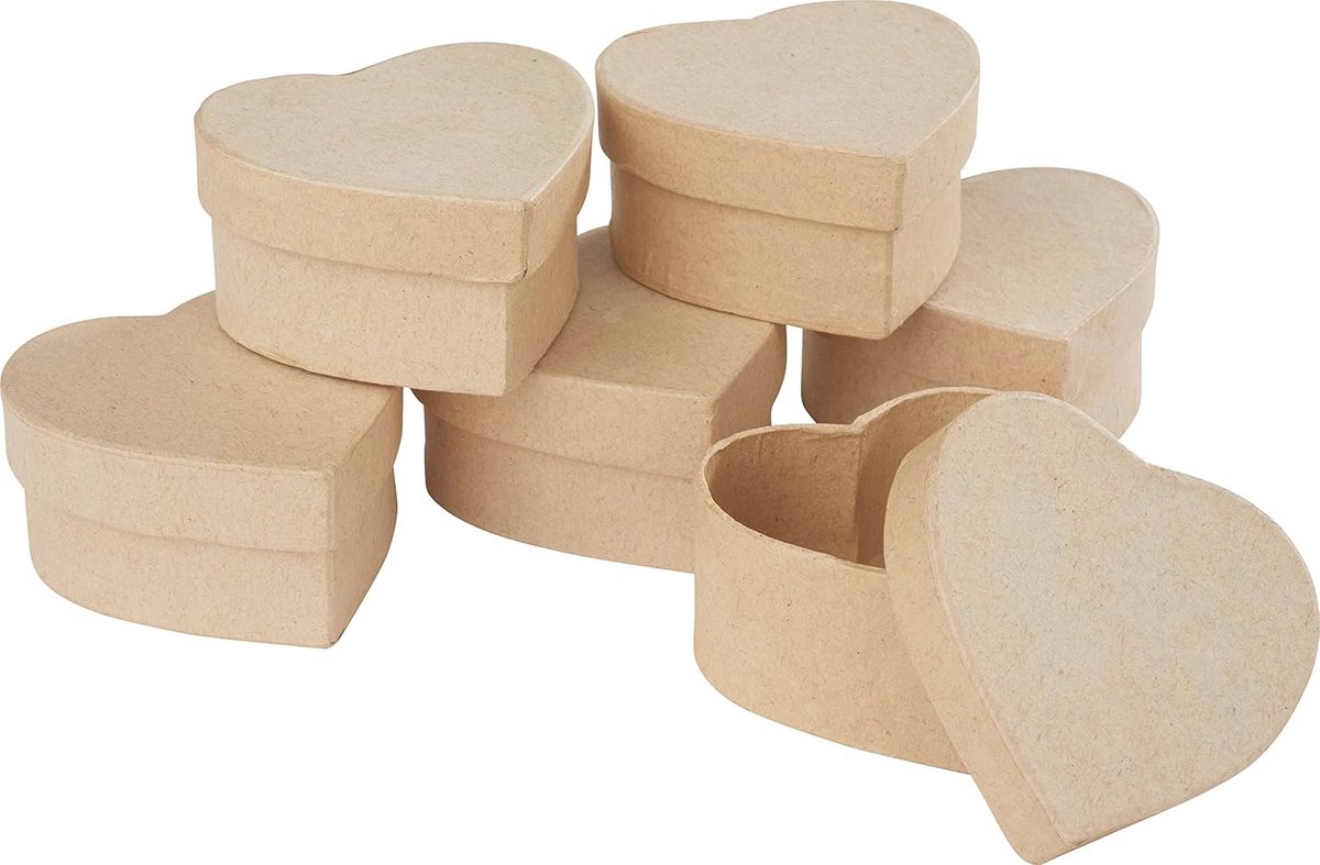 6 stuks Hartdoosjes van Papiermaché voor Ambachten en Geschenk