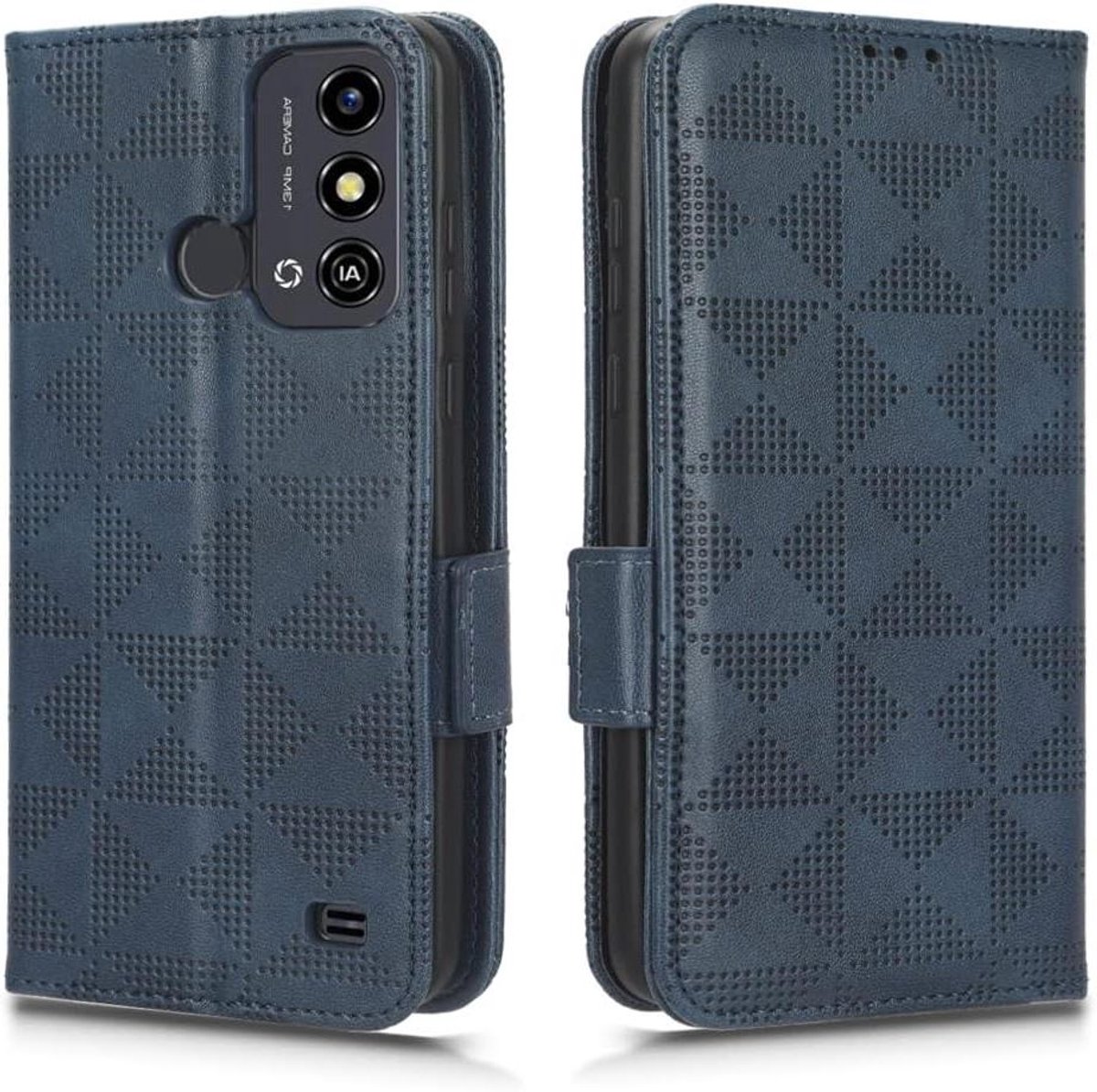 Allecto Plus - Lederen telefoonhoes met magneetsluiting voor Realme C53 - Blauw - Kaartenvak en klapstandaard - Luxe PU/TPU hoesjes