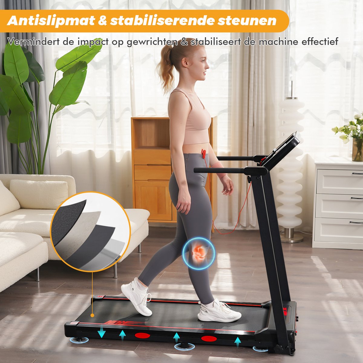 Afbeelding 2 van Y-RAIN Elektrische Loopband, Walking Pad, Wandelband, Inklapbaar loopband, 12 programma's, 3-in-1, 2,5 pk Motor, 1-12km/u, Multifunctioneel display, Bluetooth