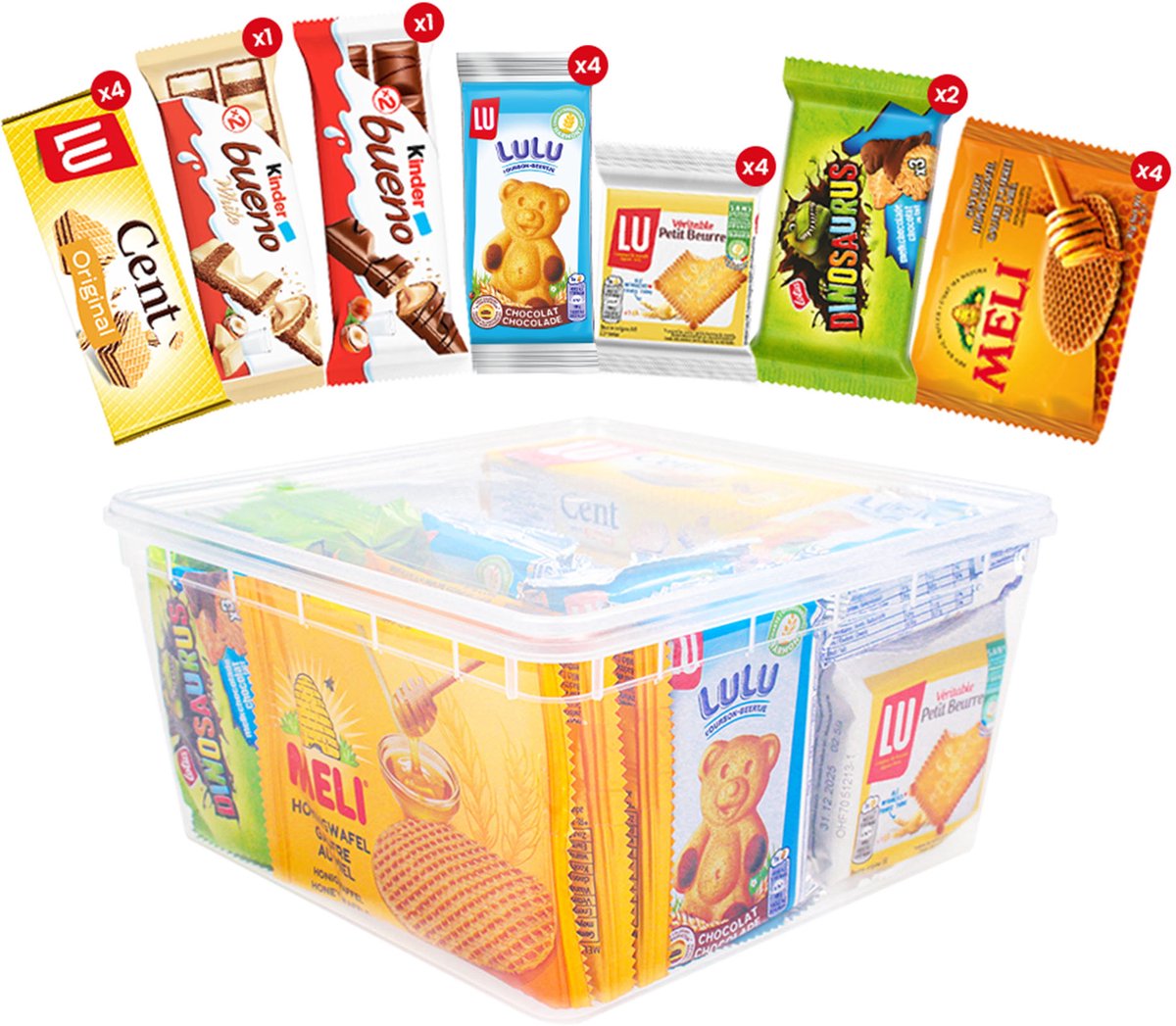 Snacks & cookies variety box - Lotus, LU, Kinder & Meli - koekjes assortiment - koekjes met chocolade - kinderkoeken - 714g