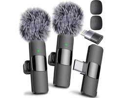 Draadloze Microfoon - 2 Stuks - Microfoon Draadloos - Dasspeld Microfoon Draadloos - Microfoon Bluetooth - Lavalier Microfoon - Geschikt Voor Alle Telefoons - Lavalier - Microfoons - Plug & Play