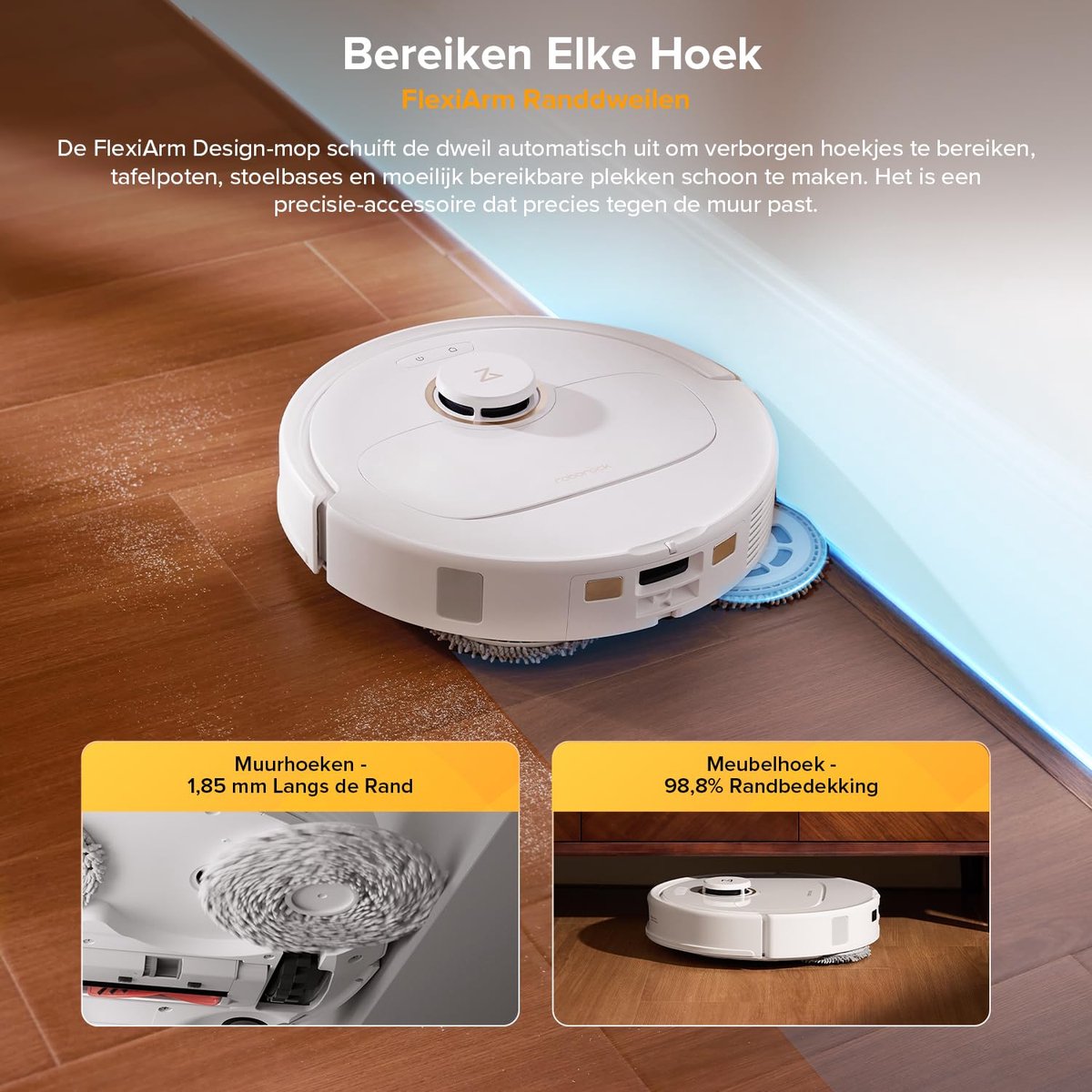 Roborock Qrevo S5V Robotstofzuiger - met afneembare basis - 12000Pa - dubbele anti-verstrengelingsfunctie - Mop lift - Reactief obstakel vermijden - warmelucht-droging - automatische dweilreiniging S7 Pro Ultra/Qrevo upgrade(Qrevo 5AE) — afbeelding 6