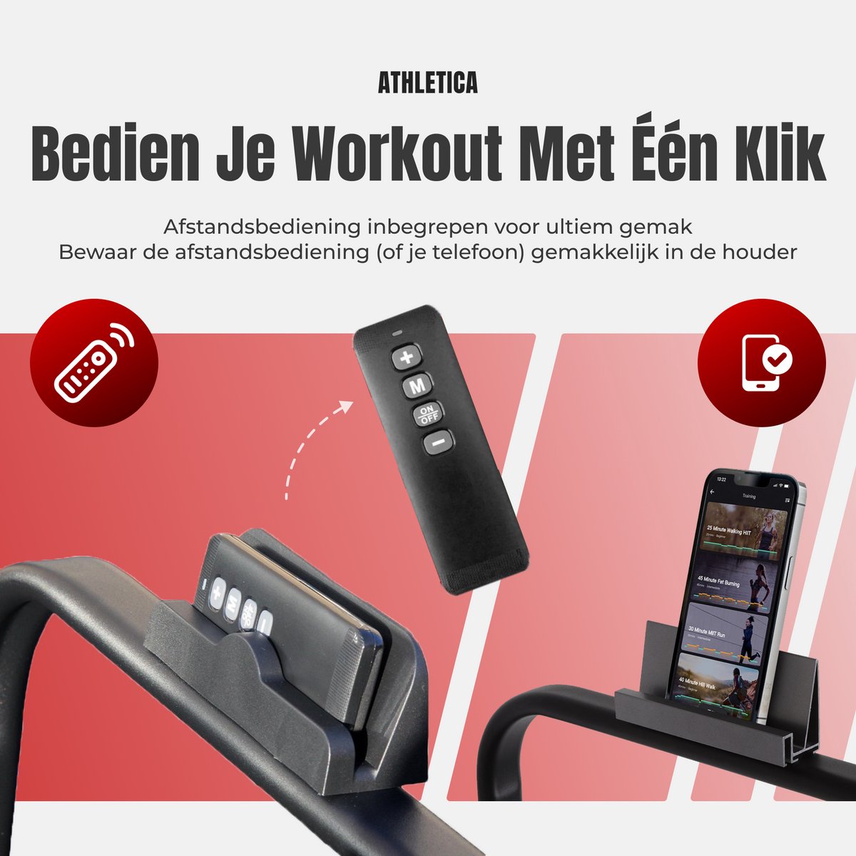 Afbeelding 3 van Athletica Loopband - Loopband Fitness tot 10 km/h met Speaker en App - Verrijdbaar - Met afstandsbediening - Telefoonhouder - Hometrainer Fitness