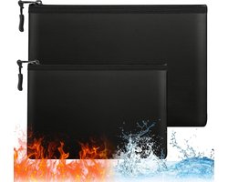 2 stuks - brandwerende tas - A4/A5 - brandwerende documentenhouder - brandwerende opbergzak - brandwerende geldzak - brandwerende etui - voor paspoort , kaart en waardevolle spullen - 28*17cm, 34*24 cm - zwart