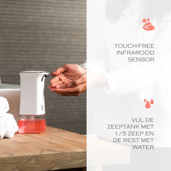 Royal Belinda Zeepdispenser – 280 ml – Automatisch – Schuimdispenser met Sensor – Wandmontage – No Touch – Zeeppompje – Wit