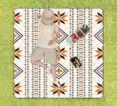 ZYLARO picknickdeken, 200x200cm, dubbelzijdig waterdicht, machinewasbaar, draagbare stranddeken zandvrij, voor camping, park, tuin, strand, picknick, wandelen, barbecue, new boho-patroon
