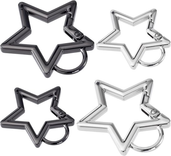 Lot De 4 Mousquetons Aluminium Noir – Porte-clés, Accrocher Petits Objets, Camping, Pêche (40.8mm X 76.7mm)