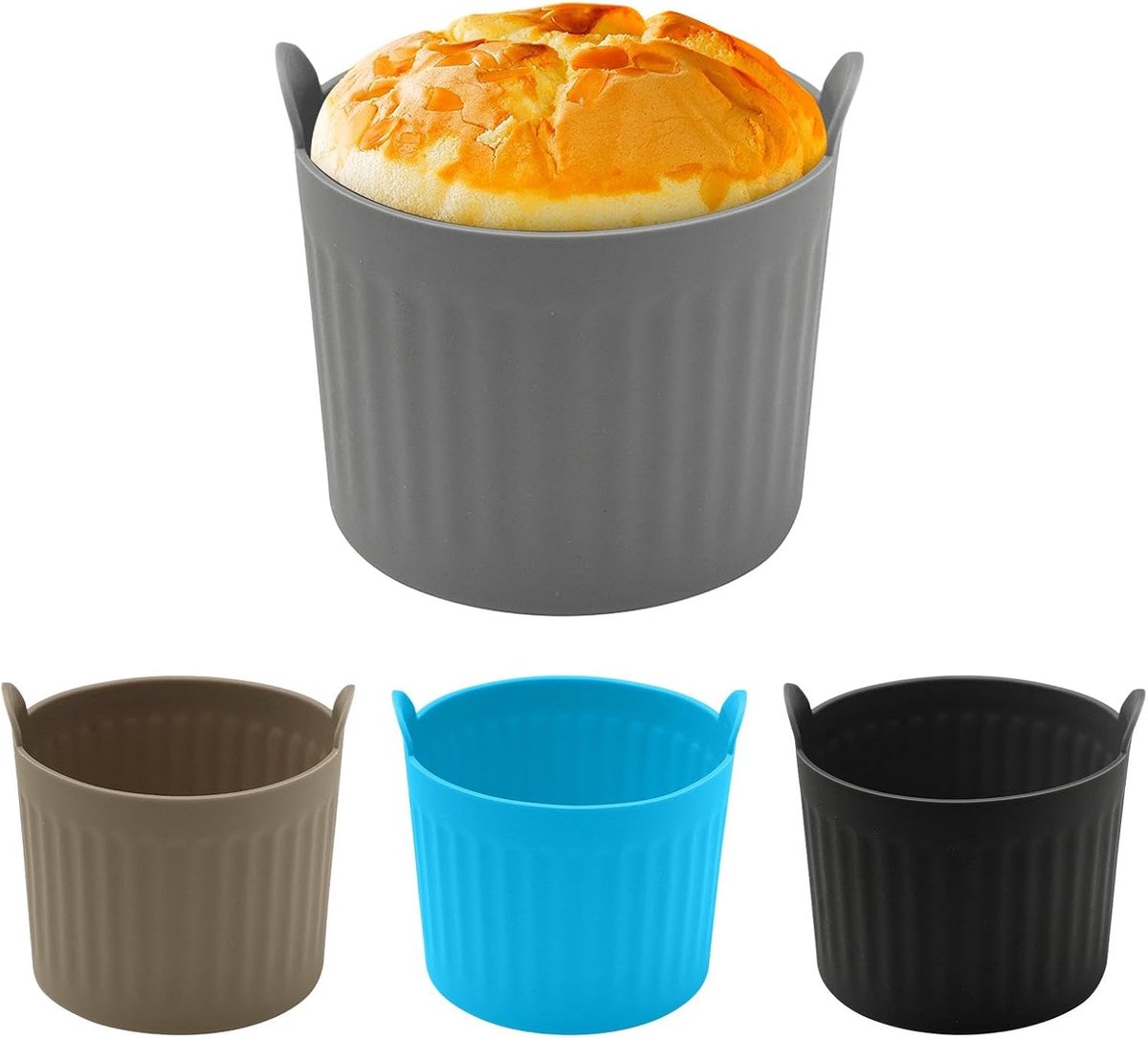 4-pack - Airfryer bakvormpjes - Siliconen bakvormpjes - Easy-Release antiaanbak bakplaten - Grote Airfryer muffinvormpjes - 4 kleuren - Afmeting: 6,6 cm