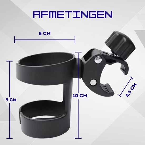 Lukana Universele Bekerhouder Kinderwagen - Bekerhouder Fiets - Bekerhouder Buggy - Bidonhouder Fiets - Cupholder Kinderwagen - Bekerhouder Rolstoel van Lukana — afbeelding 5