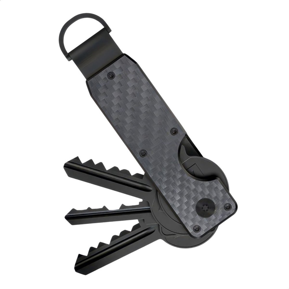 Ainy - Sleutel organizer carbon zwart | Compact sleutelhouder wallet | Sleutelhanger gadgets | Hanger voor auto sleutels & airtag | Multifunctioneel key organizer voor volwassenen | Mini sleuteletui portemonnee | Geschikt voor 6 sleutelringen