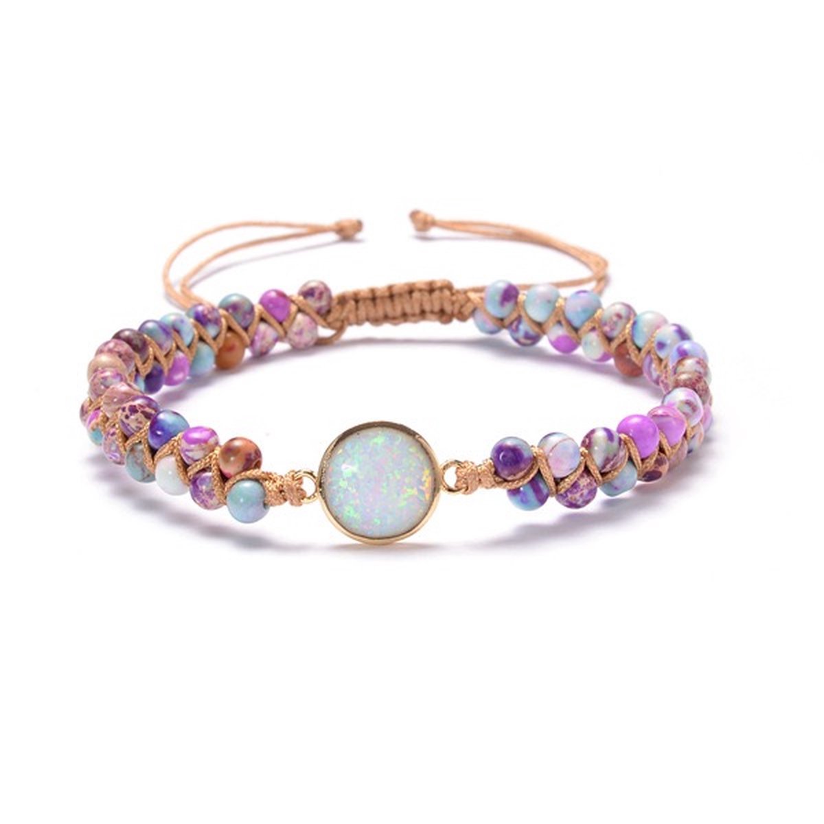 Nixnix® - Bohemian Armband - Roze Onyx Kleur met Opaal kleurige Steen