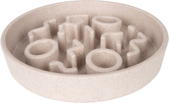 District 70 BAMBOO Slowfeeder - Stijlvolle anti-schrok voerbak voor katten – Merengue - Ø13 cm - Merengue Ø13 cm