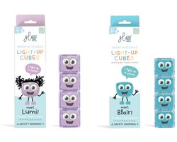 Glo Pals light-up cubes - VOORDEELSET - Bestsellers - Blair - Lumi - Sensory play - Paars/blauw - badspeelgoed - 2 pack - 8 cubes