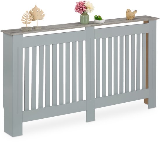 radiatormbouw - 83x152x19 cm - landelijk met plank - grijs