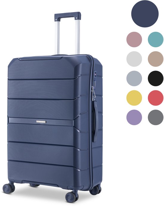 Foto: Skycases urban adventurer grote reiskoffer cijferslot 49x30x75cm 110l xl rolkoffer groot spinner wielen kofferslot donkerblauw v2