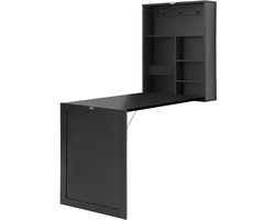 Wandbureau, Uitklapbaar, Omvormbaar Bureau met Schoolbord, Multifunctionele Klaptafel, Ruimtebesparend Computerbureau voor het Thuiskantoor, Opslagruimte
