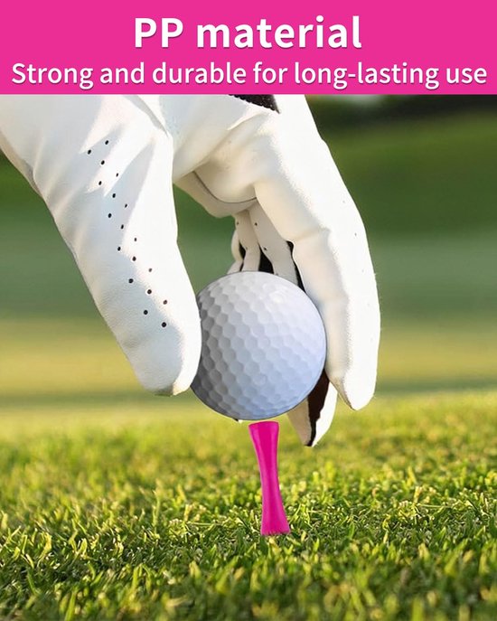 Golf Tees - 80 stuks - 57MM - Plastic - Herbruikbaar - Oefenmateriaal voor industriële golfers - Roze van Merkloos — afbeelding 3